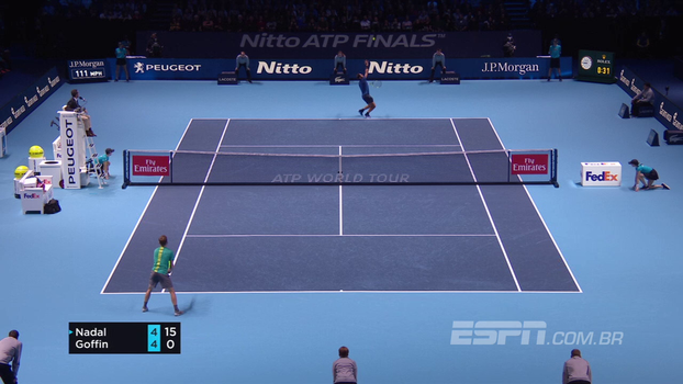 Em jogo muito equilibrado, Goffin supera Nadal e ofusca estreia do espanhol no ATP Finals Em jogo muito equilibrado, Goffin supera Nadal e ofusca estreia do espanhol no ATP Finals