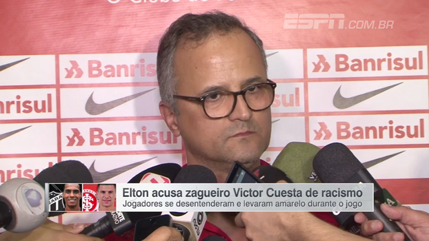 Vice de futebol do Inter diz que Cuesta nega ter chamado Elton de "macaco": "Não usou esses termos" Vice de futebol do Inter diz que Cuesta nega ter chamado Elton de "macaco": "Não usou esses termos"