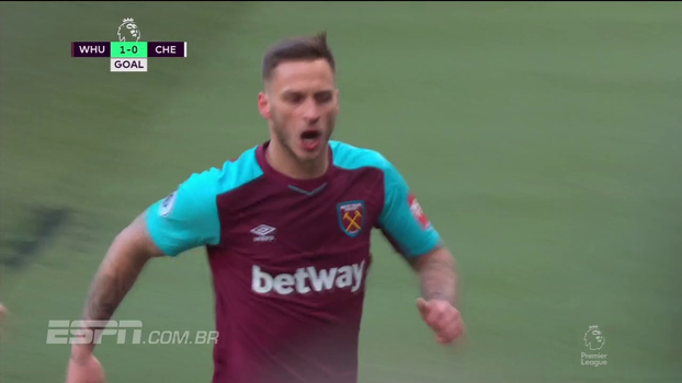 Tempo real: GOL do West Ham! Arnautovic tabela na entrada da área e chuta de esquerda! 