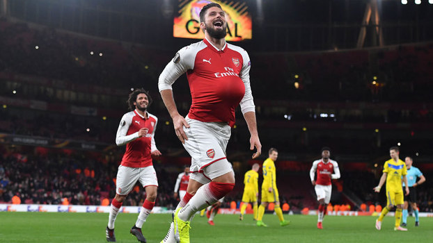 Europa League: Gols de Arsenal 6 x 0 BATE Borisov