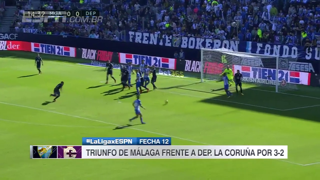 Em jogo de duas viradas, Málaga derrota La Coruña e vence a segunda no espanhol Em jogo de duas viradas, Málaga derrota La Coruña e vence a segunda no espanhol