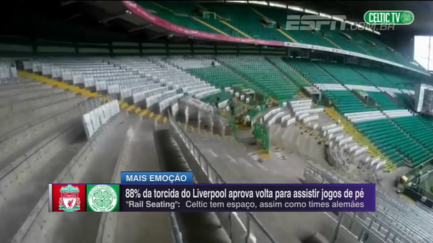 Liverpool e Celtic fazem adaptações em seus estádios para ter 'torcida em pé'; Mauro e André Kfouri comentam Liverpool e Celtic fazem adaptações em seus estádios para ter 'torcida em pé'; Mauro e André Kfouri comentam