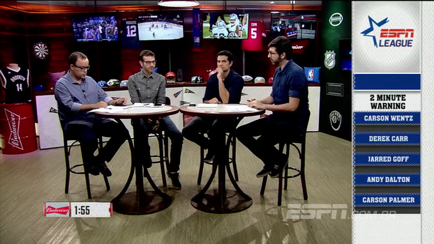 Two-Minute Warning do ESPN League falou sobre Carson Wentz, Derek Carr e outros QBs Two-Minute Warning do ESPN League falou sobre Carson Wentz, Derek Carr e outros QBs